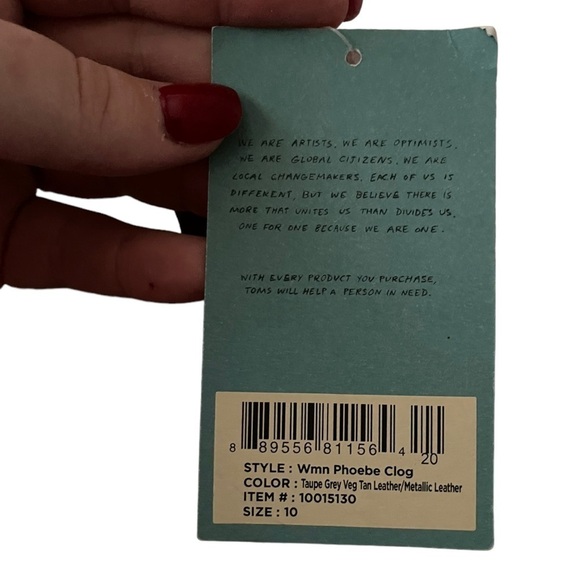 TOMS Phoebe Block Heel Wood Clog Sandal Olive Brown Gold Womens Size 10 NWT - Picture 10 of 10